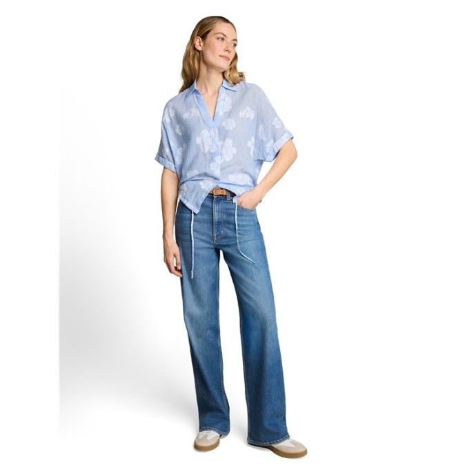 Tom Tailor dames blouse streep bloem Blauw Wit